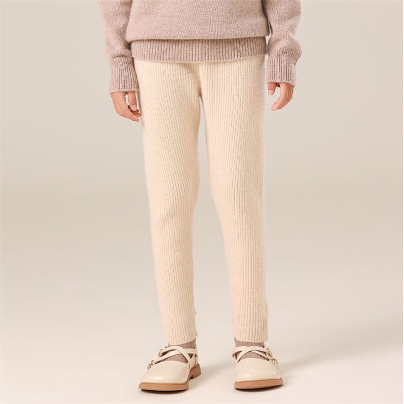 秋冬新款儿童羊绒保暖裤男女童抽条打底裤舒适柔软时尚百搭，童装裤子，群鹿羊绒