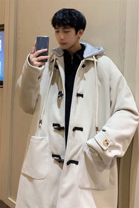 1港风牛角扣加棉呢大衣可拆卸帽大码M-5XL外套男FY8716P138控188图片