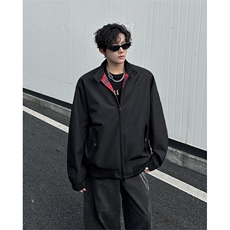 8XL-M美式复古棒球服外套男特大码潮牌双拉链立领夹克衫JK005P85，男装夹克，电商B312