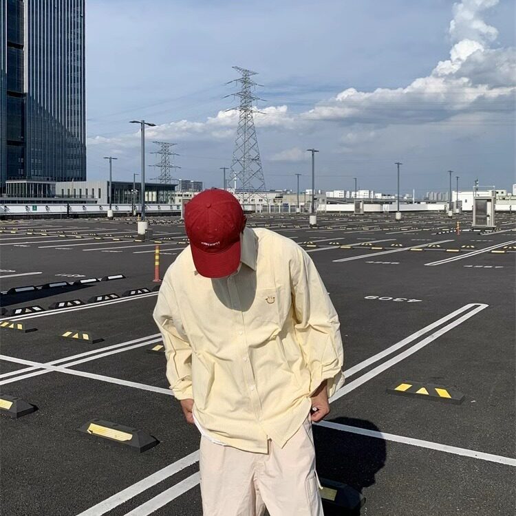 美式复古长袖条纹衬衫男欧美街头垂坠感衬衣薄款外套情侣潮牌男衬,男装衬衫,星座506A