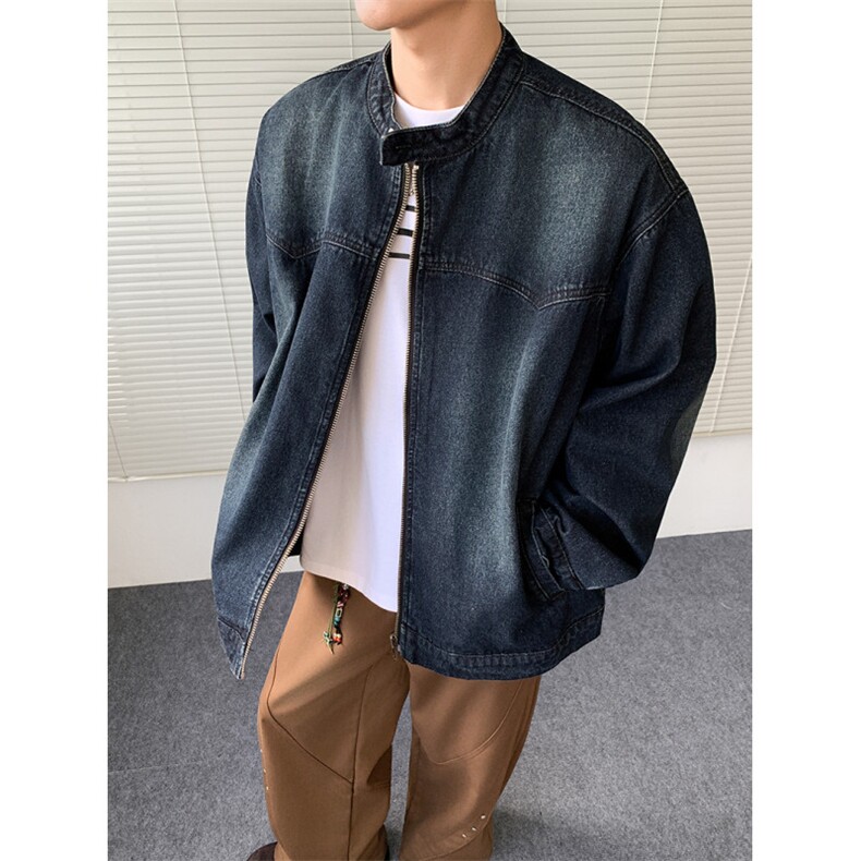 得物二开 牛仔水洗美式高街设计感夹克外套男2026秋季JK1272-P80图片