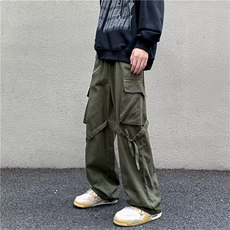高街工装裤男多口袋飘带设计秋季潮牌直筒休闲裤GK251-p40，男装休闲裤，星座1001-1