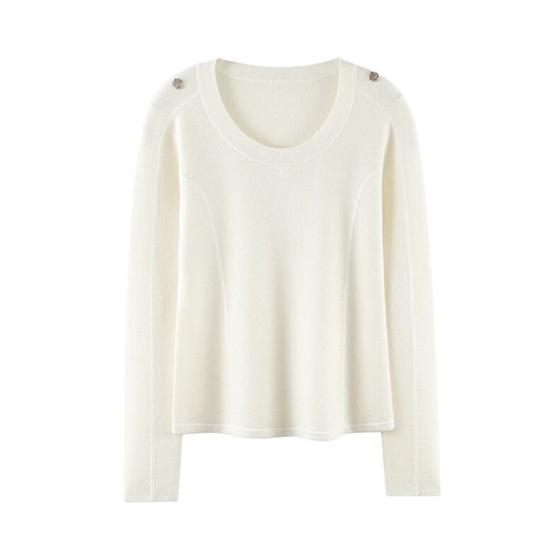 2025秋冬新款女羊绒衫100纯羊绒上衣修身羊绒套头衫精纺针织套衫，女装羊绒衫，绒知纯羊绒