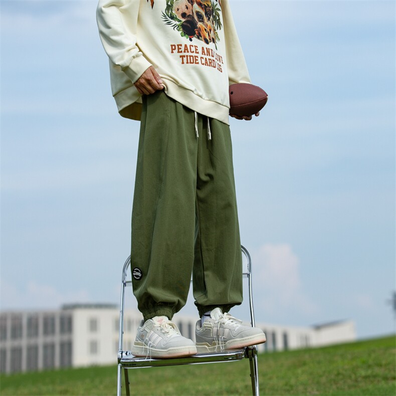 纯棉束脚休闲长裤男士宽松潮牌九分运动工装卫裤子春秋款,男装休闲裤,电商A011（原4039）
