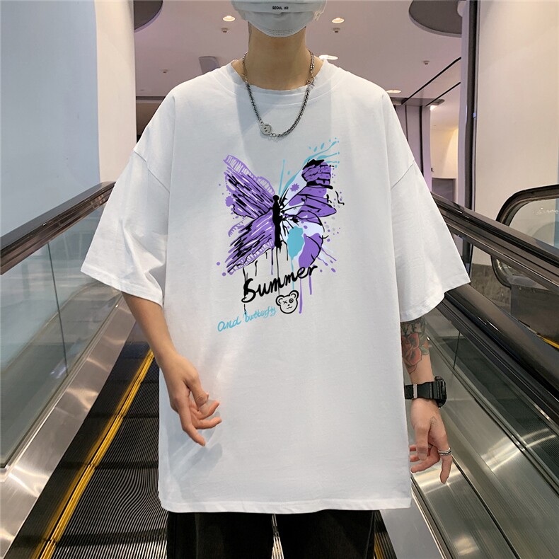 短袖男夏宽松纯棉T恤男百搭港风韩版情侣中性日系潮DT0266P20,男装T恤,星座1016-1（原电商B408-1）