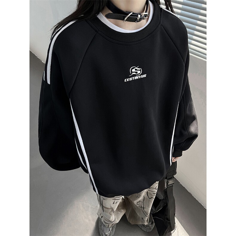 秋装新品美式三条杆织带重磅情侣卫衣外套上衣男女G1090P48,女装短外套,电商A339