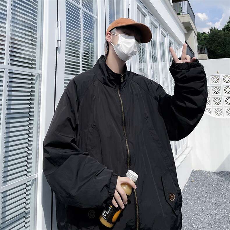 日系2022复古纯色休闲情侣夹克女百搭潮简约男外套秋W3130-P52,男装夹克,星座412-3