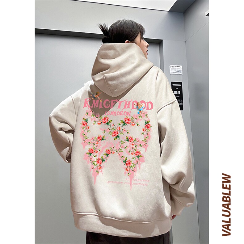 ！麂皮绒连帽卫衣直播品质重磅400克蝴蝶印花JL7086-P45控78,男装卫衣,星座508（原C305）