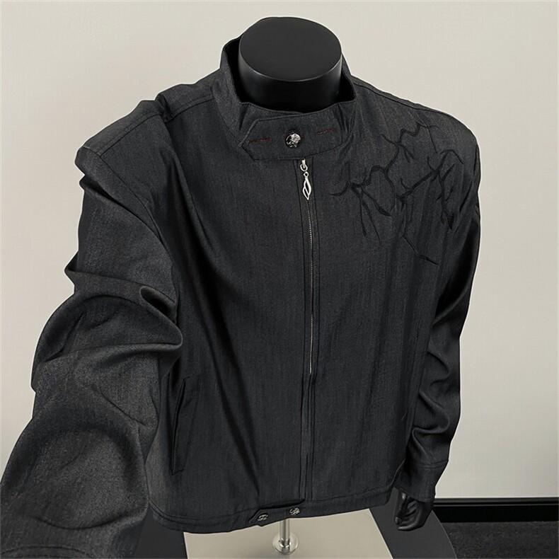短款垫肩夹克外套男款春秋美式高街立领棒球服JK188-P75图片