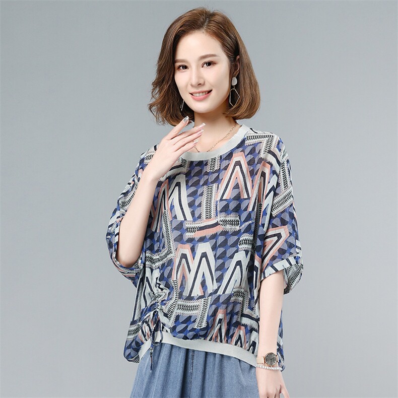 薄款天丝牛仔女2025夏季新款大码遮肉显瘦中年妈妈休闲,女装T恤,叶笙衣