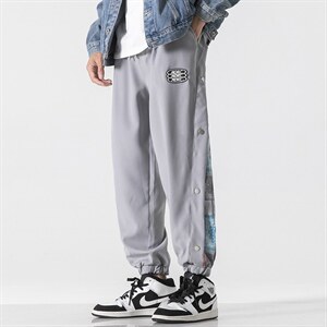 日系2024秋冬新款侧开叉拼接束脚运动休闲潮牌裤子2110-P45控69,男装休闲裤,星座914-3