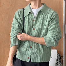新款男士毛衣休闲宽松复古外套韩版潮流高级感麻花纹针织开衫，男装针织衫/毛衣，星座410-7