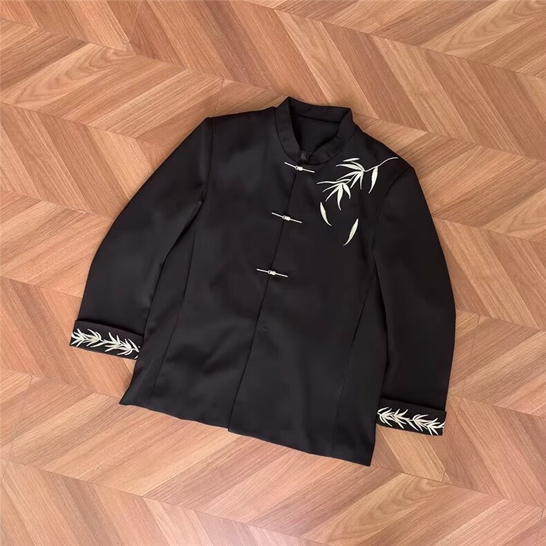 时尚春秋季新款男装西服上衣外套设计感小众垫肩刺绣中山装潮流，男装西服，星座601-1