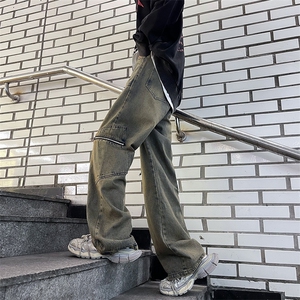 港风春秋美式高街工装牛仔裤日系复古休闲bf宽松长裤男 K7458-P48图片
