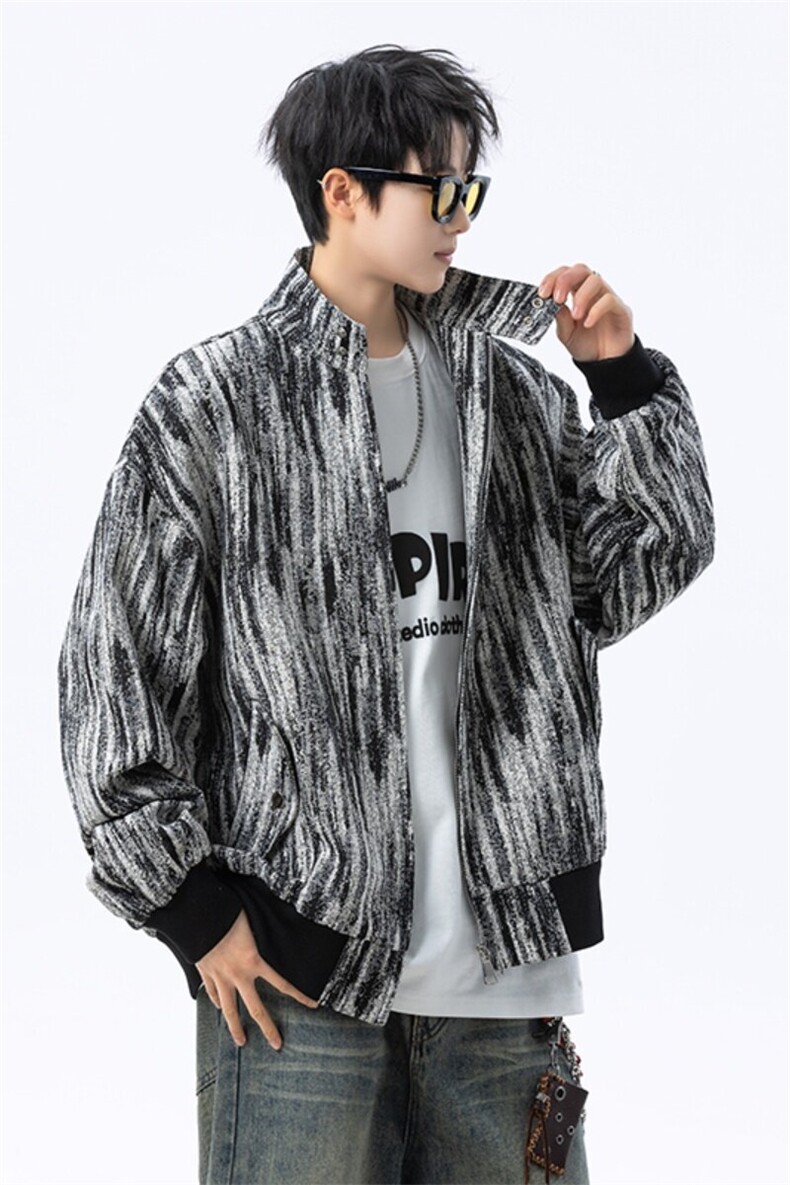 美式复古扎染立领夹克男外套春秋季休闲上衣星座812-JK10-P88,男装夹克,星座812