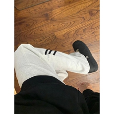 AK2408-p35白灰色阔腿休闲裤男女卫裤设计感早春宽松美式运动裤，女装休闲裤，星座617A-2