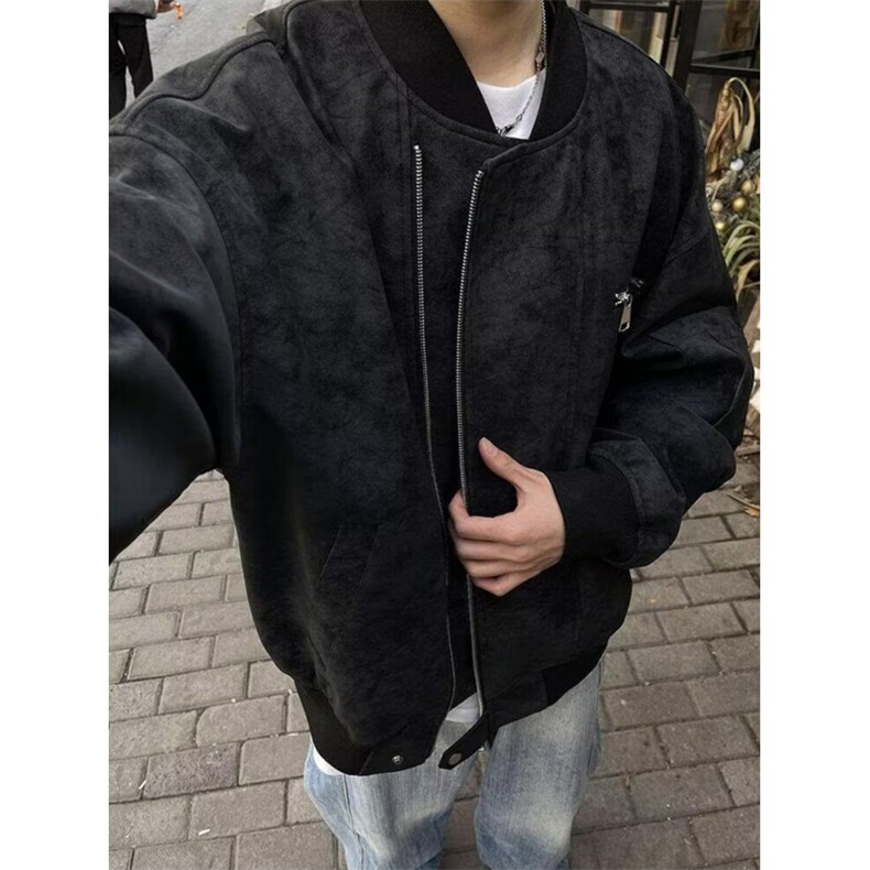 机车服pu皮衣外套男春秋季痞帅短款棒球服宽松飞行夹克J065，男装皮衣，星座1116A（原606A-3）