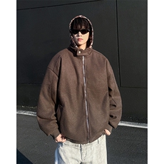 E53P88复古潮牌撞色连帽棉衣男女冬季加厚高级感假两件呢子外套，男装棉衣，星座512-6