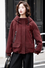 安可拉红短款羽绒服女冬季2024新款高级感加厚宽松保暖派克服外套，女装羽绒服，姿萝菲
