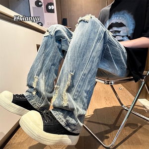 XZ616 夏季新款破洞牛仔裤休闲九分裤 TY2489 P65控78图片