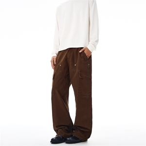 2025秋冬松紧腰美式深棕色珠帆马丁伐木工装裤男款式直筒情侣长裤，男装工装外套，星座301D-3