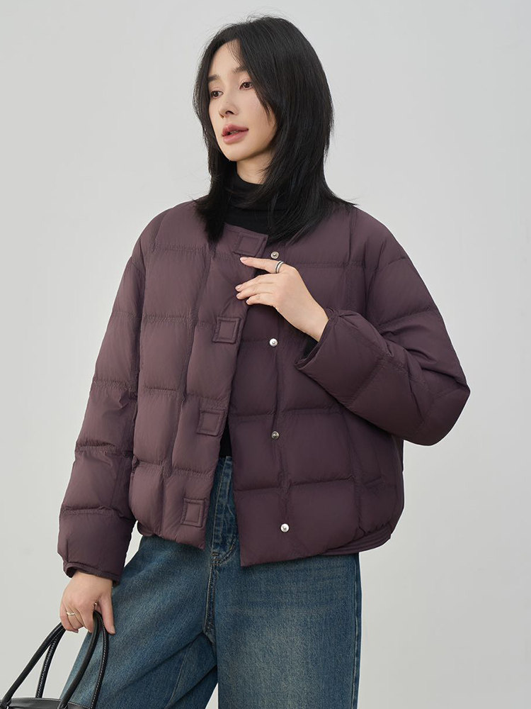 现货2025年新款90白鸭绒休闲圆领时尚羽绒服女,女装羽绒服,阳光伊恋