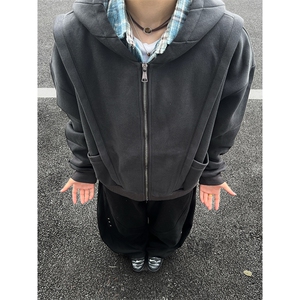 抖音得物高品质二开 25秋冬美式重磅宽松结构设计连帽卫衣外套W78图片