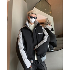 405A美式高街撞色短款棉服加厚立领面包服MY24919-P125控158，男装棉衣，星座405A