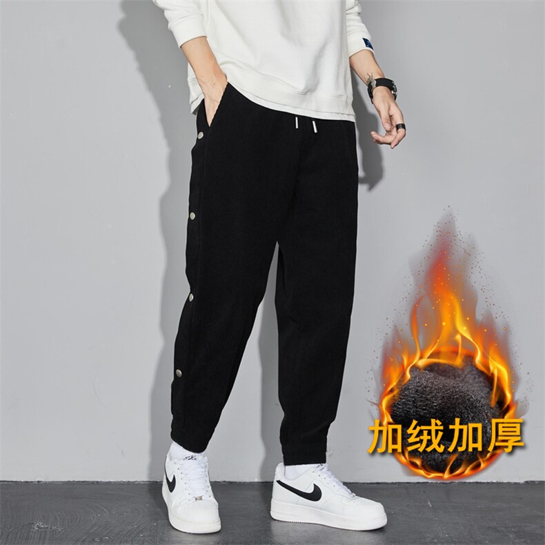 加绒秋冬季灯芯绒休闲裤男高端卫裤束脚运动长裤子K505加绒-TP55,男装休闲裤,电商A320