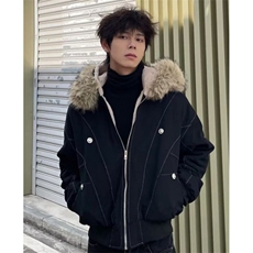 山雕毛绒连帽棉服女冬季棉袄美式宽松棉上衣男夹棉外套M916，男装棉衣，星座1116A（原606A-3）