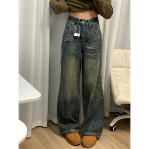 【有货】1071CC-特P48 美式复古蓝牛仔裤男女解构直筒裤子图片