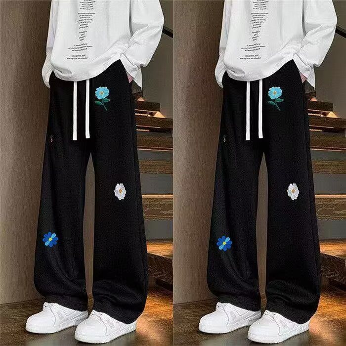 秋款男休闲卫裤刺绣涂鸦宽松直筒休闲长裤大码M-5XLht003P35,男装休闲裤,星座1013-1