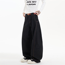 春季美式ins高街hiphop黑色水洗弯刀牛仔裤货号K25126P60，男装牛仔裤，电商A063