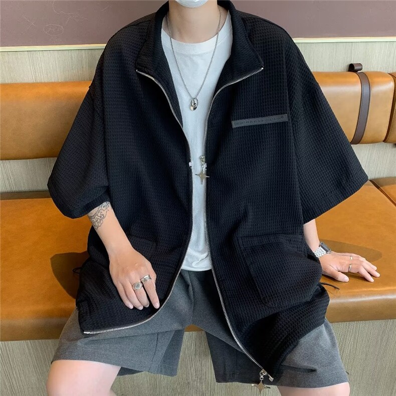 文艺青春流行夏季五分袖百搭男时尚标准潮新款纯色简约日常,男装T恤,星座716-2