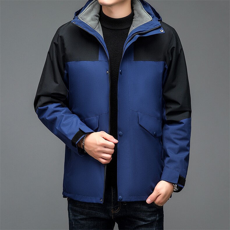 秋冬连帽男宽松加绒可脱卸内胆冲锋衣外套户外运动服BSN3088-P155,男装棉衣,星座1105-3