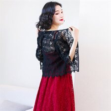 2023年蕾丝衫/雪纺衫夏季绣花短款开衫百搭圆领，女装蕾丝衫/雪纺衫，婵米儿