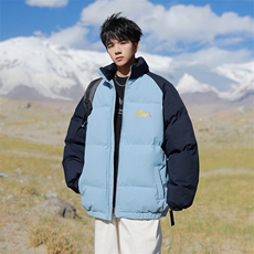 浅蓝拼接藏青袖