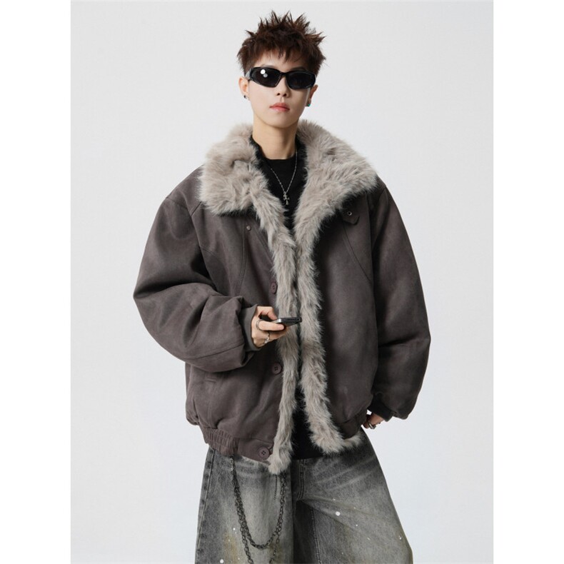 706-LK8181-P108特P现货冬季座山雕加厚棉服大翻领毛绒外套,男装棉衣,星座706