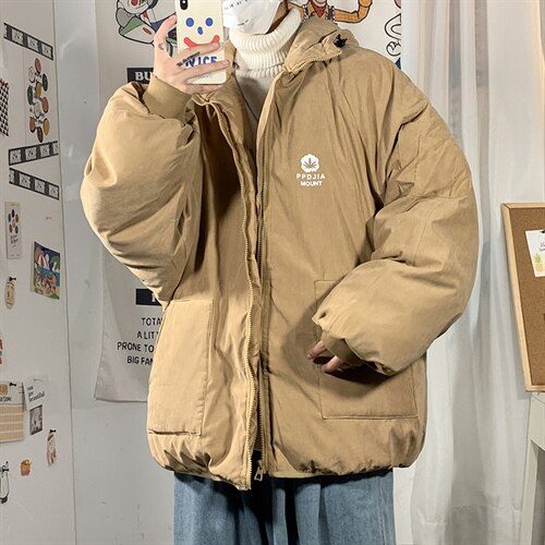 2021冬季新港风海报男大码印花保暖加厚加衣面包服M702-P85图片