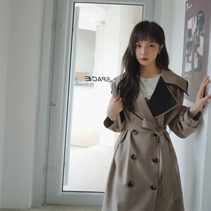 【现货】2022秋新高品质拼色双领过膝风衣251-607-P155-K218图片