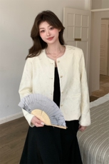 慕未家J春装新款花珠磁吸扣亮片刺绣荷花竹叶山水国风外套瑾57000，女装短外套，浙宝208A