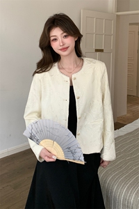 慕未家J春装新款花珠磁吸扣亮片刺绣荷花竹叶山水国风外套瑾57000图片