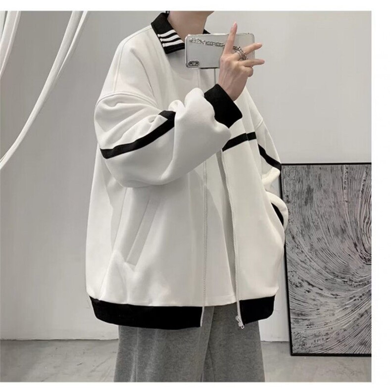 网络图现货秋季新款翻领条纹夹克外套男RJK569-P50,男装夹克,星座1005-4