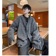 开衫毛衣男秋冬季美式休闲潮牌宽松慵懒风情侣连帽针织外套A6012，男装针织衫/毛衣，星座506