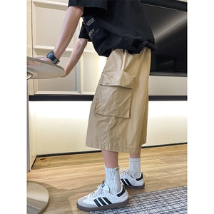 M-8XL工装七分裤阔腿裤大码冰丝短裤八分裤子机能马裤DK1302/P48图片