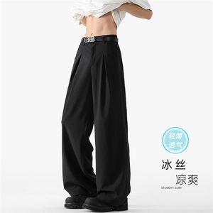 2026夏季新款褶皱凉感冰丝男宽松阔腿裤K5751B-特P30建议零售价78图片