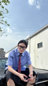 CS22-P45 夏季新款简约学院风短袖衬衫潮流宽松休闲百搭衬衣图片
