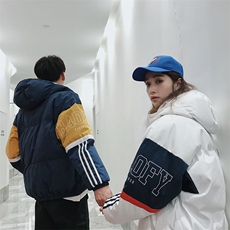 BFY原创棉衣男外套冬季潮流加厚百搭蓝色面包服A，男装棉衣，电商A345
