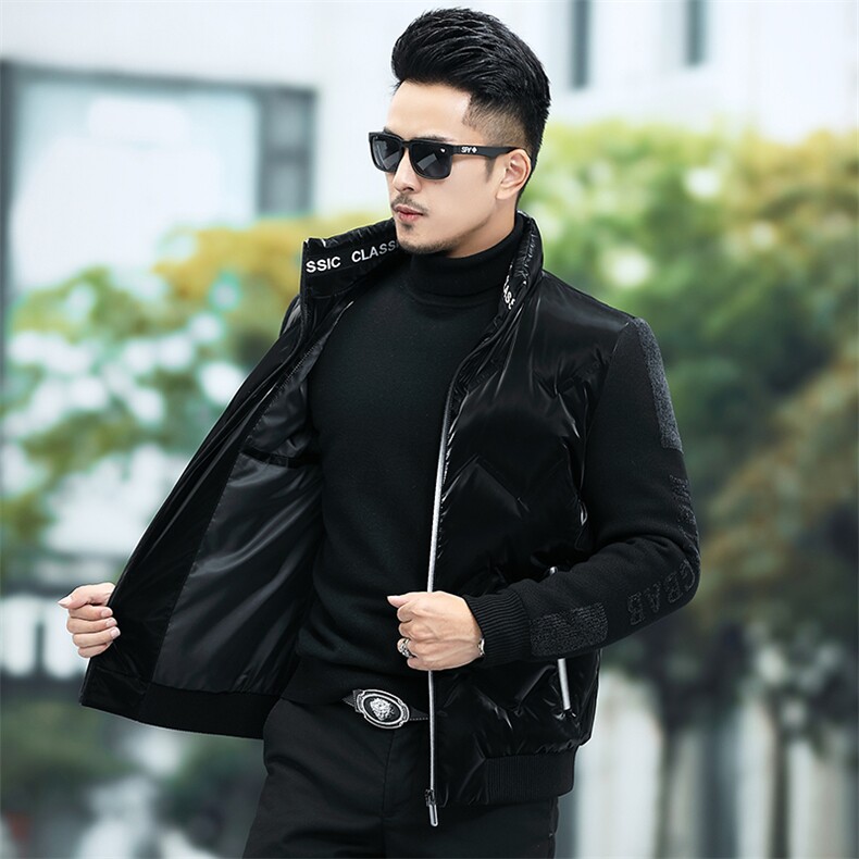 X8062钱塘2020-1冬季男士羽绒服针织袖高端90白鸭绒P250,男装羽绒服,钱塘207-1