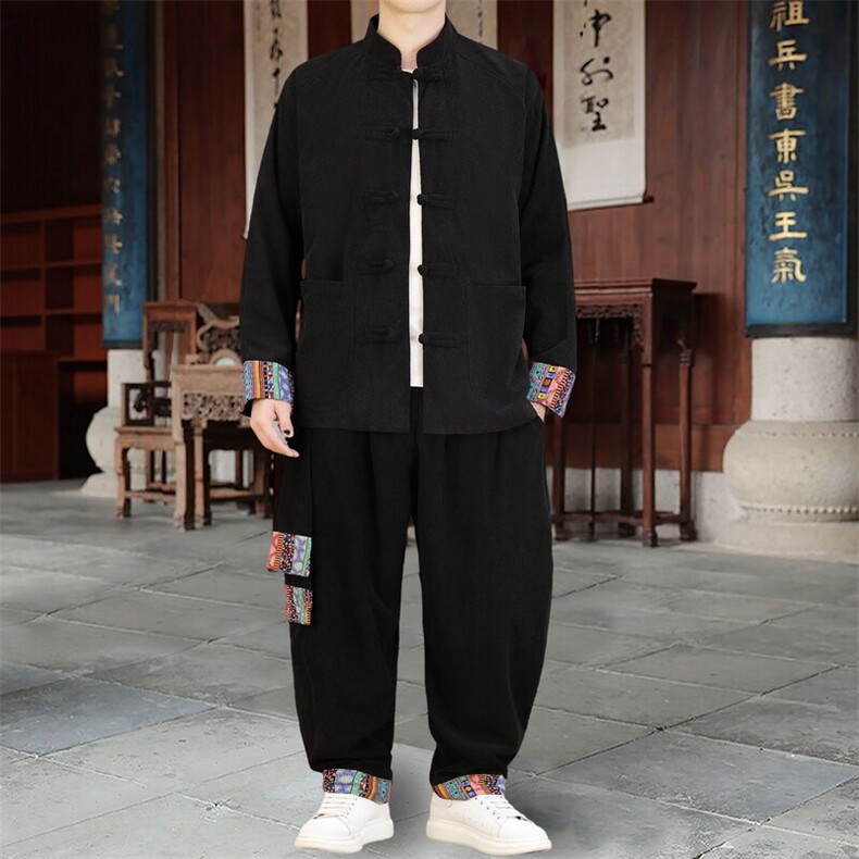 男士外套灯芯绒夹克套装盘扣立领风 XZ1512-2502套装-P130图片